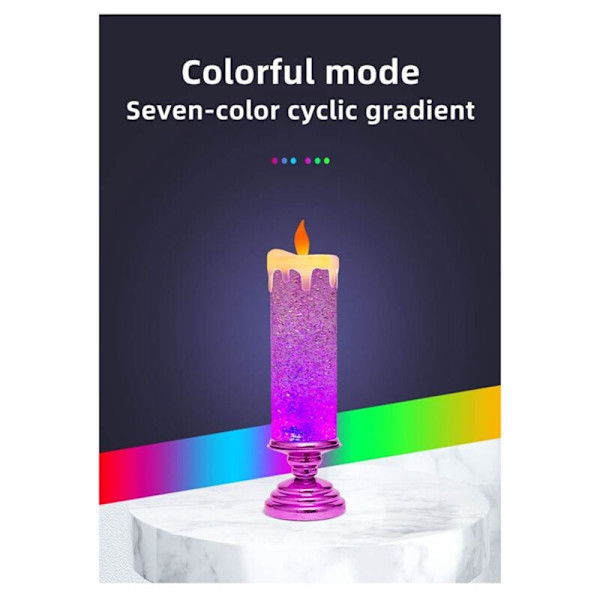 Fargeskiftende LED-julelys, glitterlys, flammefri LED-lys, kontorbord, gull