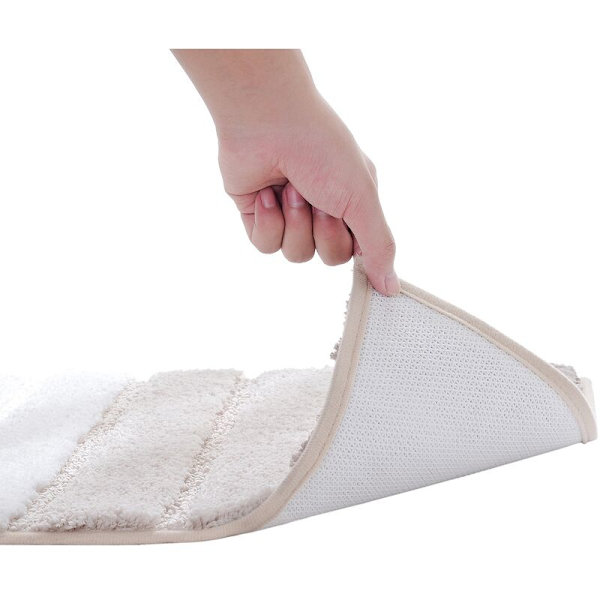 Lyxig badrumsmatta, 20 tum x 32 tum, plysch och halkfri mikrofiberduschmatta - Brun