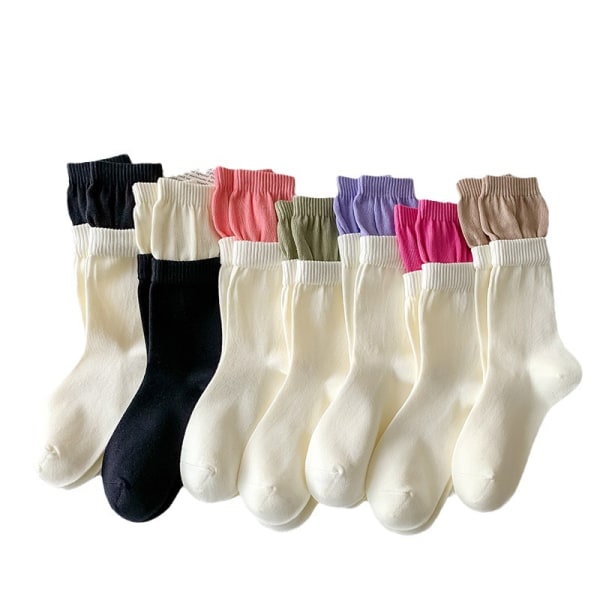 7 par bomuldsstrømper til kvinder Moderigtige efterårs- og vintersokker Varme sokker Farvematchende lange sokker