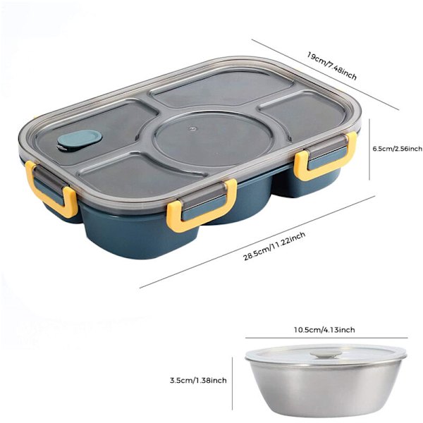 Bento Lunch Box, 5-delt madbeholder med salatskål, lækagesikre salatbeholdere til kontor, skole