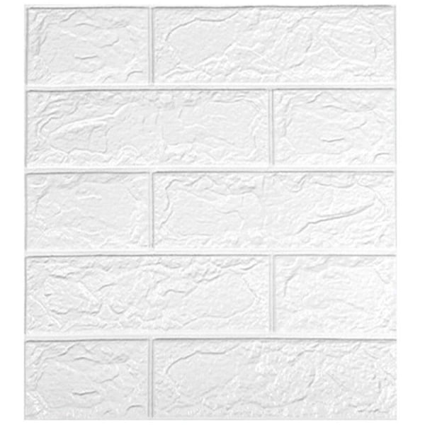 20 stk 35X38.5Cm 3D Veggklistremer Selvklistrende Skum Teglstein Romdekor DIY Tapet Veggdekorasjon Klistremerke, Hvit