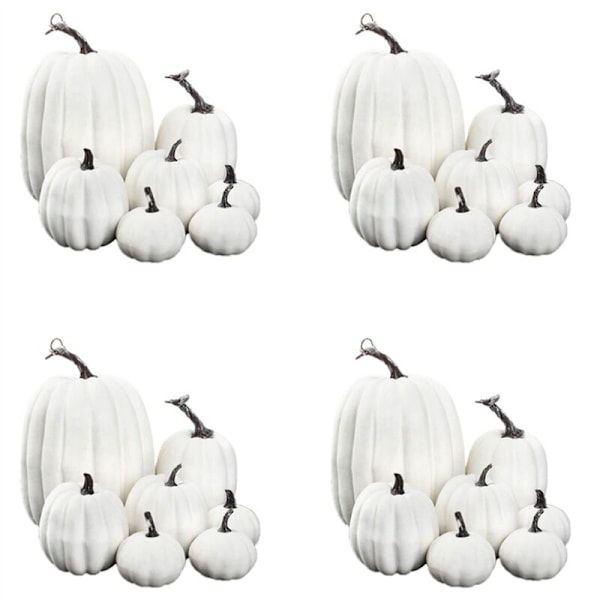 Halloween Valkoinen Teko-Kurpitsa Koriste Vaahtokurpitsa Työpöytä Sydän Kiitospäivä Halloween Koriste 28Kpl