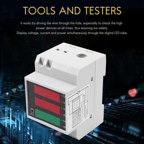 AC 200-450V DIN-skinne digital wattmeter, amperemeter og voltmeter