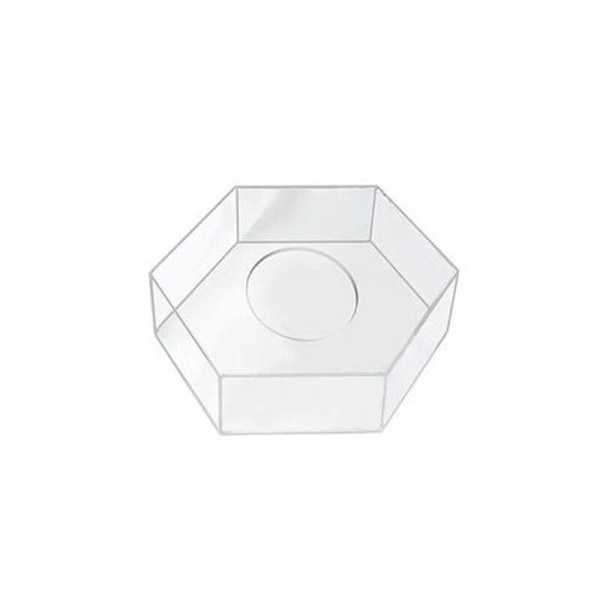 Akryl Kage Displaybræt Sekskantet Bakke DIY Genopladelig Base Holder Transparent Dekorationsværktøjer 15X15X10cm