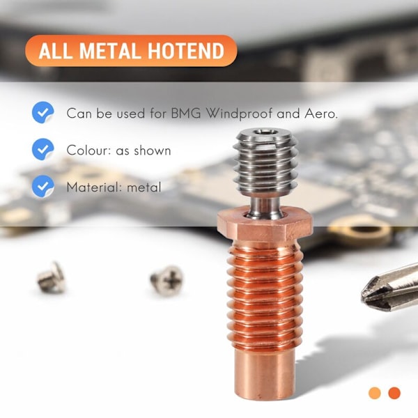 V6-TCrazy Varmeafbrydelse Helt Metal Bi-Metal 3D Printer Dyse Titan og Kobber Bi-Metal Hals til 1,75 mm V6 Hotend Opvarmning