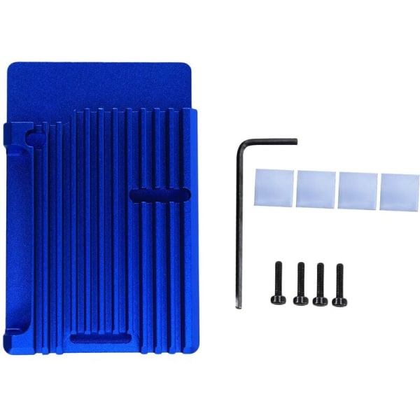 Aluminium-etui til Raspberry Pi 4, metalhus til RPI 4 Model B (blå)