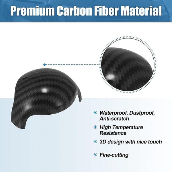 Auto Gear Shift Knob Cover Interiør Tilbehør til 2015-2021 ABS Fiber 2STK, Sort