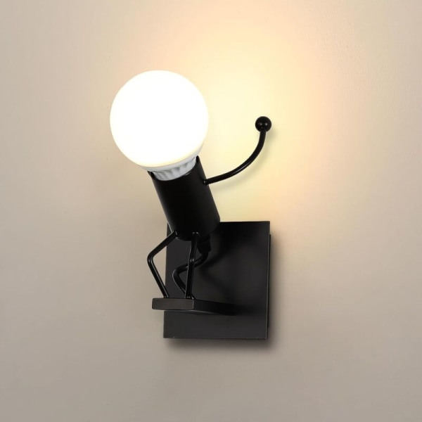 Dykkemann vegglampe, kreativ tegneserie moderne retro stil svart vegglampe, vegglys for barnerom seng soverom korridor trapper, uten