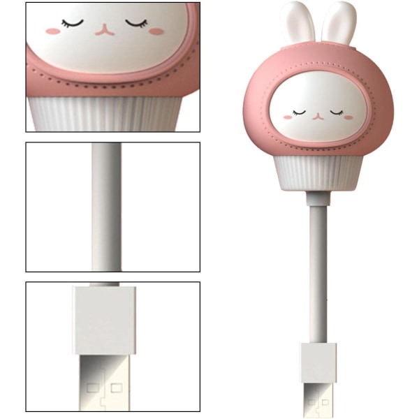 Natlys | Kaninlys med justerbar lysstyrke, tegneseriedyrs natlys, sødt børneværelseslys, varmt natlys til soveværelset, USB-opladning