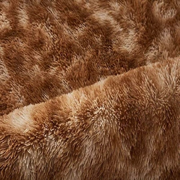 Sovrum Matta Modern Vardagsrumsmatta Mjuk Fluffig Shag Matta Extra Mjuk och Bekväm Matta Tjock Fluffig Inomhus Halkskyddad Matta för Vardagsrum (Brun Vit