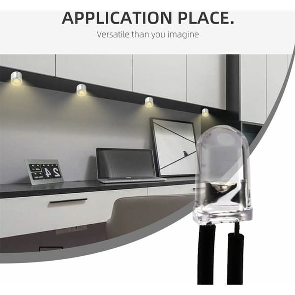 10 stk forhåndskablede, diffuse LED-diodelamper, 5 mm, 20 mA, DC 3-6 V, hvite