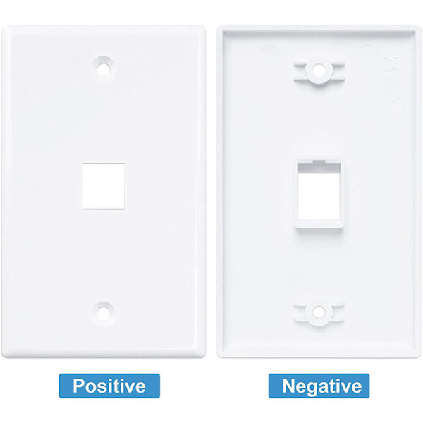 Pakke med 10 1-porters Keystone Jack veggplater, lavprofil Ethernet veggplater enkle veggplater for Keystone Jack hvit