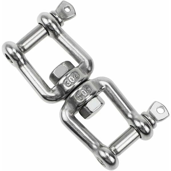 Dubbeländad Swivel Hook M8 Tung Duty 360° Roterande Hook Rostfritt Stål Hängande Tillbehör med Avtagbara Slingor för Gym Sandbag Rep Hängmatta Stol
