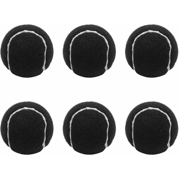 6 stk. serie/pakke tennisbolde slidstærke elastiske træningsbolde 66 mm damer begyndere øve tennisbold, sort