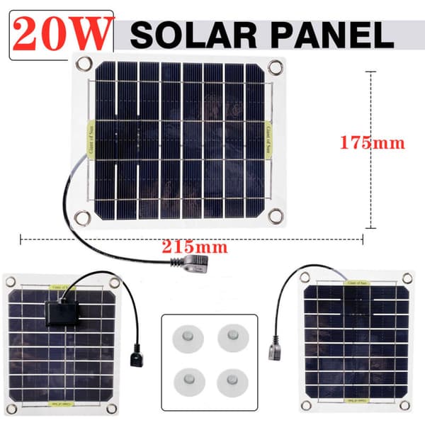 20W Solpanel Full DC5V USB Solceller för Bil Yacht Batteriladdare