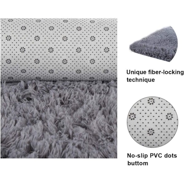 Mattor Silkeslen Mjuka Mattor, Fluffiga Mattor Halksäkra Shaggy Mattor Matrum Sovrum Runda Golvmattor - Supersoft Inredning (Grå, 100 x 100 cm)