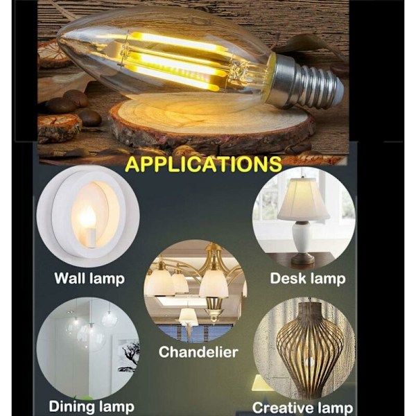 E14 Variabel Intensitets Lyspære med Stearinlys-Udseende, 4W Glødepære-Ekvivalent 40W, Varmt Hvidt (2700K), 400lm, Vintage Antik Amber, Pakke med 5 [Energiklasse