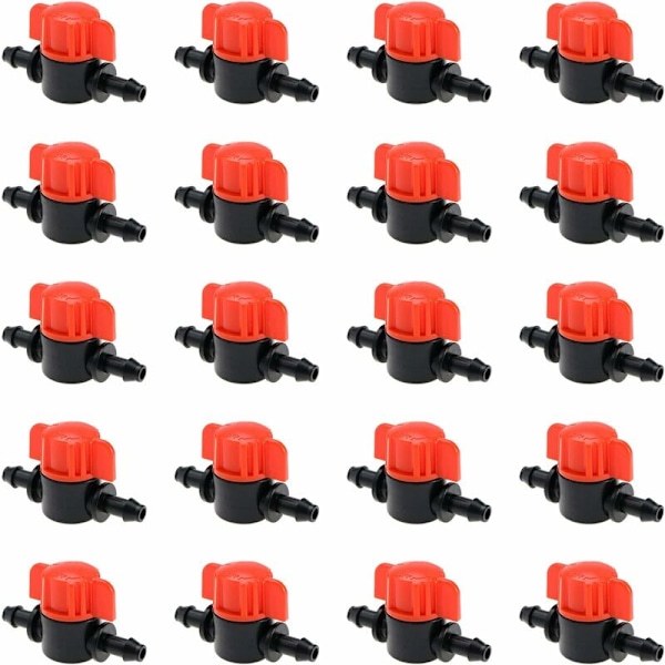 20 stk. Dryp-vanding Aflukningsventiler, Barb-kugleventil, Slangekobling, Ventil til 1/4\" 4 mm ID 7 mm OD Slange, Vandingssystemer, Haver, Jordbrugsarealer, Drivhuse