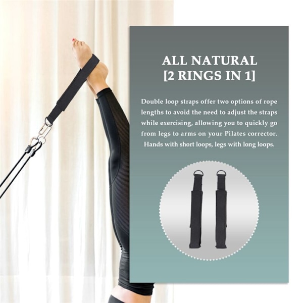 2 stk. Pilates Dobbelt Loop Remme, Fitnessudstyr Remme til Fødder, Pilates Yoga Dobbelt Loop Remme Polstret Ankelrem med D-Ring