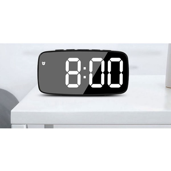 Sängbords Smart Digital Väckarklocka, Grön LED Resebord USB-klocka med 12/24H Datum Temperatur Snooze för Sovrum, Svart