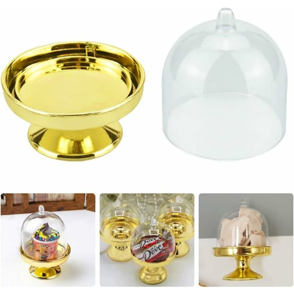 12 stk. Mini Kage Stativ, Cupcake Display Plade Slikholdere Plastik Slikboks til Chokolade, Ost, Kokos Makroner, Romkugler (Guld)