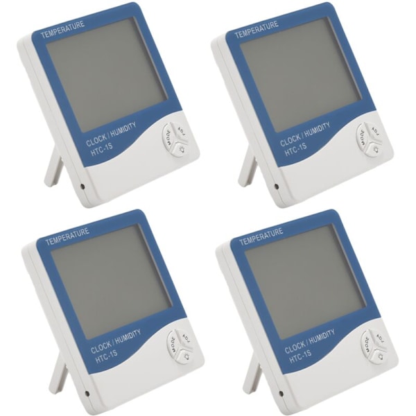 Inomhus Termometer Luftfuktighetsmätare LCD Digital Hygrometer Rum / ℉ Temperatur Alarm Klocka -Hygrometer med Minne MAX Min 4PCS