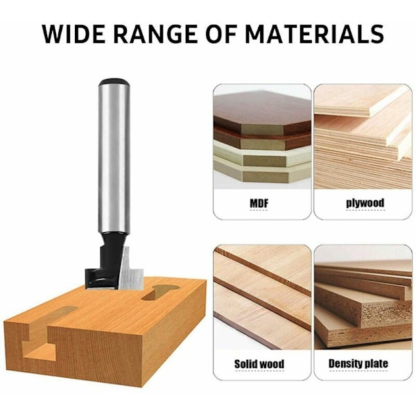 3PCS T-spårfräs, T-spårfräs Formfräsar, 3 st (7,93/9,52/12,7 mm) Fräsverktygsskaft med blad Träbearbetningsfräsar för Power T
