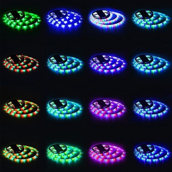 5 meter stripelyssett 3528RGB + 44 knappers fjernkontroll vanntett led-stripeplate tilfeldig farge