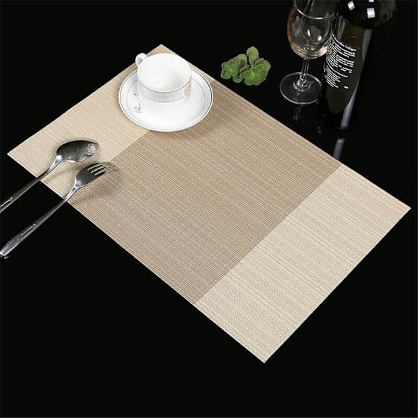 Pöytäliinat Pöytäliinat Pöytäliinat Liukumattomat Pestävät PVC 30 x 45cm, Lämpöä Kestävä Jäykkä Tahran Kestävä Sarja 6 (Beige)