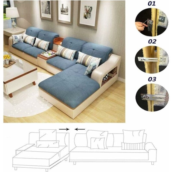 4 kpl sohvan liittimiä, osioittain sohvan liitosruuvit, osioittain sohvan varaosat, huonekalut