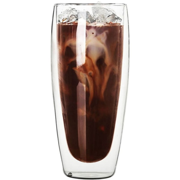 Double-Layer Glass Coffee Glass Cup Double-Layer Glass Tea Cup Heat-Resistant Milk Cup Glass Cup 650Ml