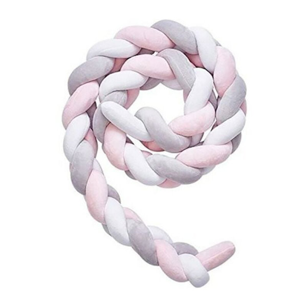 3M Flätad Sängkant Vit Grå Rosa Färg Baby Sängkant