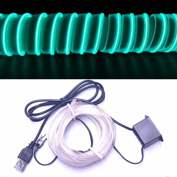 USB-kabel for bilinnredning, sykkelfestivaldekorasjon, LED-lysende elektroluminescerende ledningslys, kalde lys med drivlampe, glødesnor, 12V（