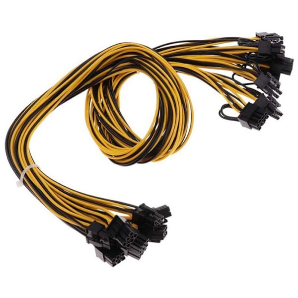 8 stk. PCIe 6-pins til 8-pins (6+2) Han-stik Strømkabel PCI-E til GPU Breakout Card Adapter