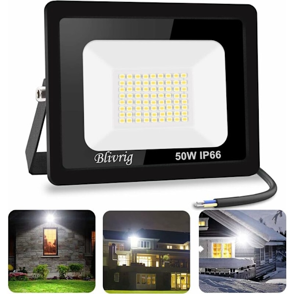 50W Ulkovalaistus LED-projektori Lämmin valkoinen 3000K, 5000LM Ulkovalaistus LED-valokeila IP66 Vedenkestävä, LED-valaistus, terassille, patioille, poluille, stadioneille, tehtaille