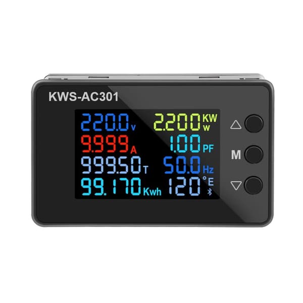 Digitalt display strømmåler 50-300V AC Multifunksjons wattmeter Elektrisk måler AC strømdetektor 20A