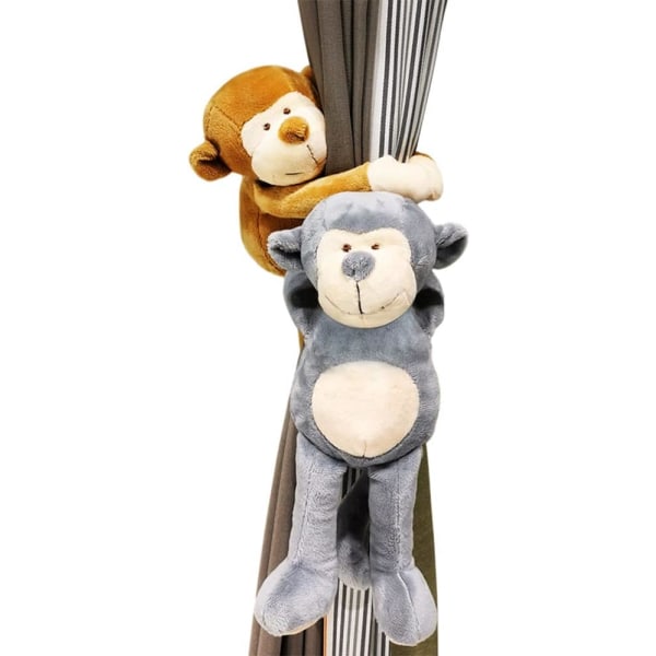 2 pakke gardinbånd tegneseriedyr gardinspenne stropper Vervet ape vaskebjørn Gardin festestropper Barnerom dekorasjon Tilbehør Fast gardin