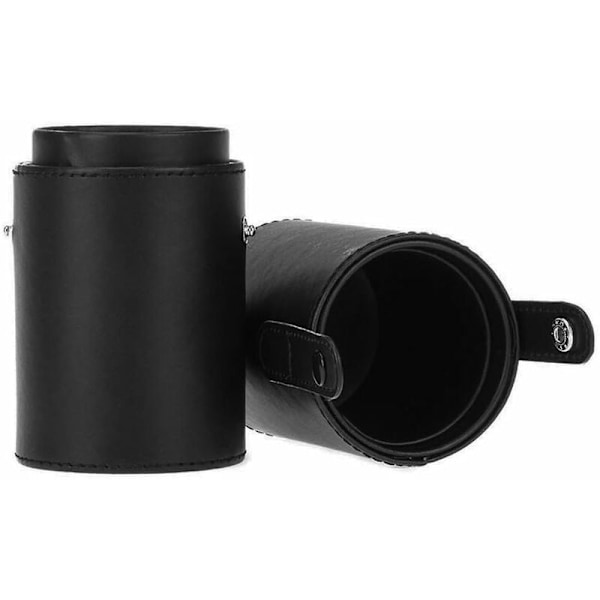 Bærbar læder makeup børsteholder sort-