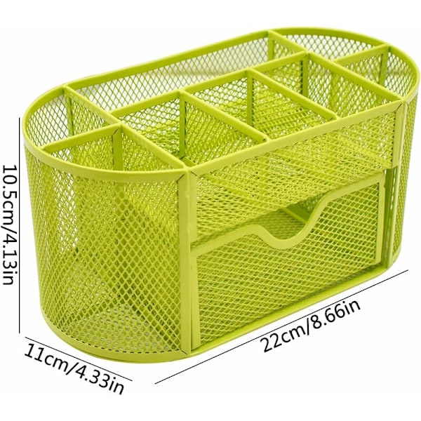 Regerly Mesh Metal Blyantsholder Penholder Multifunktionel Opbevaringsskuffe Kontor Organizer Hjem Kontor Tilbehør - Grøn HIASDFLS