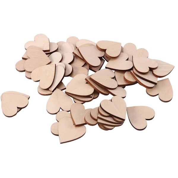 50 stk 30 mm hjerteformede tredekorasjoner for DIY-dekorasjon