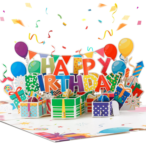 3D hyvää syntymäpäivää kortti, pop up syntymäpäiväkortti lahja kirjekuorella miehille, naisille, äidille, hänelle, ystäville, tytöille ja pojille