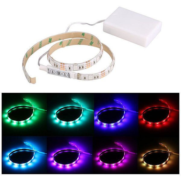 RGB Flexibla LED-ljusremsa Vattentät IP65 15 LED:ar DC5V med Batteridriven Styrenhet, LED-remsa, Ljusremsor för TV-Skåp Cykelaktiviteter Dekoration