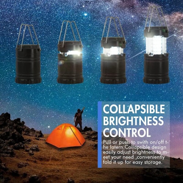 Fällbar LED Campinglampa 2 st Bärbar Campinglykta Vattentät Ficklampa IPX5 för Utomhusbelysning Camping, Vandring, Trädgård, Fiske, etc.
