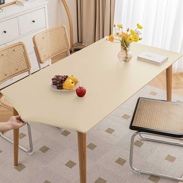 Rektangulær Tilpasset Skinn Duks, Duks med Elastiske Kanter, Vaskbar Duks for Utendørs, Terrasse, Kjøkken og Spisestue - Beige6FT 18