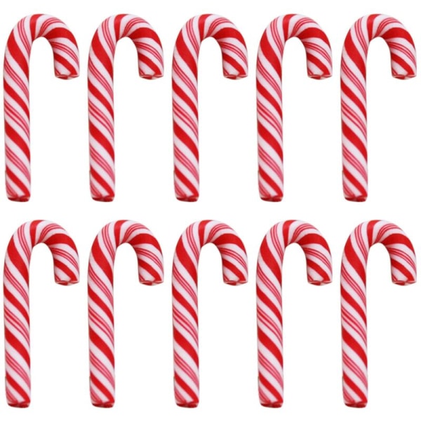 10 Pieces Christmas Series Red Candy Cane Pottery Accessories Candy Cane Decoration