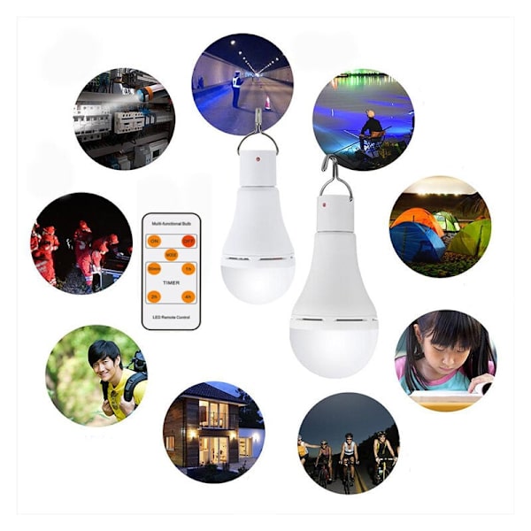 USB-laddningsbar glödlampa med fjärrkontroll, 7W LED-batterilampor, E27 touch dimbar glödlampa med timerfunktion, utomhuscamping nödbelysning