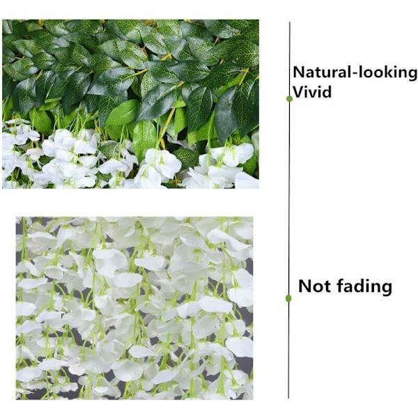 Konstgjorda Blommor, Konstgjord Wisteria, Heminredning, Varje Sträng är 110cm Lång, Siden (Vit)