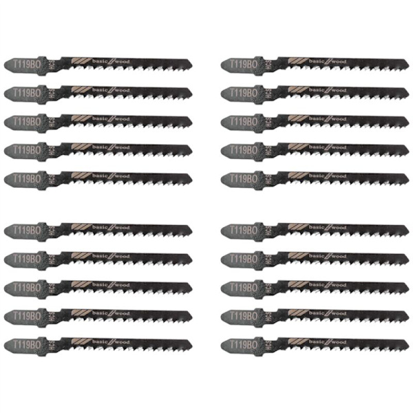 20 st T119BO Assorterade 12 tänder per tum T-skaft Scroll Jig Sågblad Set för Precisionssågning Trä