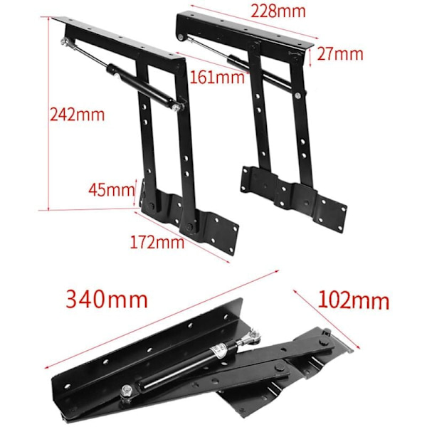 2 stk. Løftebordsshængsel Fjederhængsel til Løftebord Foldbart Kaffebord Hydraulisk Hængsel til Kaffebord Møbler