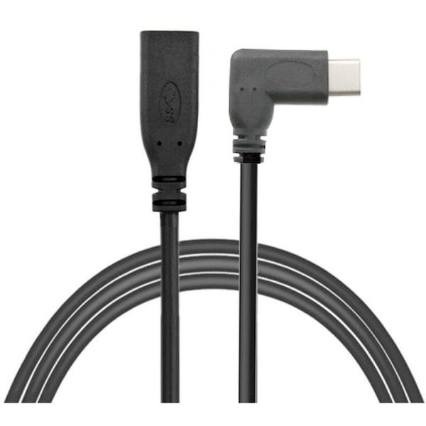 2 meter Type-C USB 3.1 til USB-C hunn 90 graders forlengelseskabel datakabel